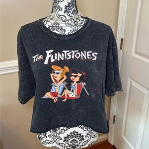 The Flintstones women’s cropped Black Graphic T-Shirt, size XL